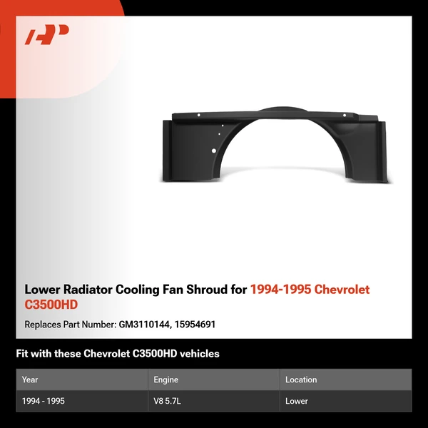 Lower Radiator Cooling Fan Shroud for 1994-1995 Chevrolet C3500HD