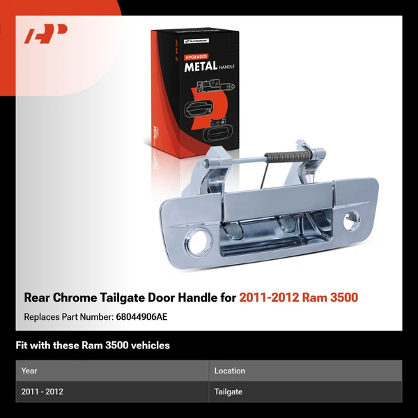 Rear Chrome Tailgate Door Handle for 2011-2012 Ram 3500