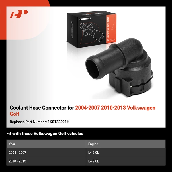 Coolant Hose Connector for 2004-2007 2010-2013 Volkswagen Golf