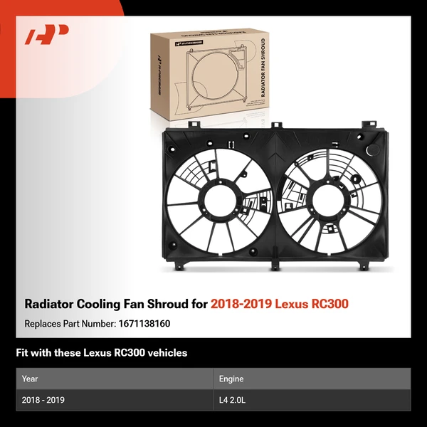 Radiator Cooling Fan Shroud for 2018-2019 Lexus RC300
