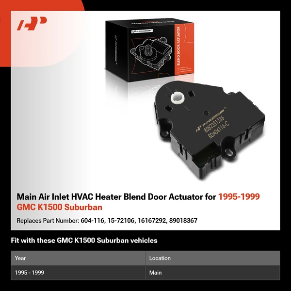 Main Air Inlet HVAC Heater Blend Door Actuator for 1995-1999 GMC K1500 Suburban