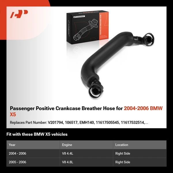 Passenger Positive Crankcase Breather Hose for 2004-2006 BMW X5