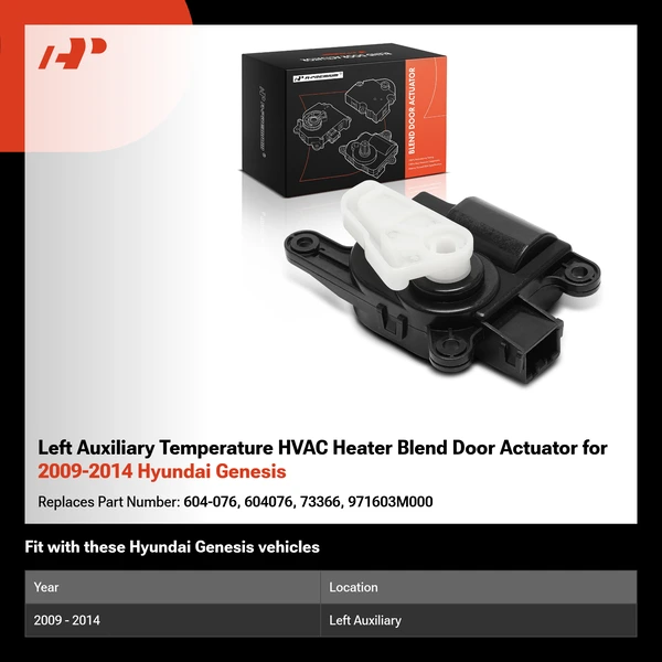 Left Auxiliary Temperature HVAC Heater Blend Door Actuator for 2009-2014 Hyundai Genesis