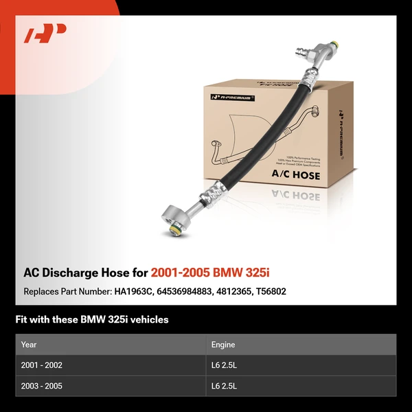AC Discharge Hose for 2001-2005 BMW 325i