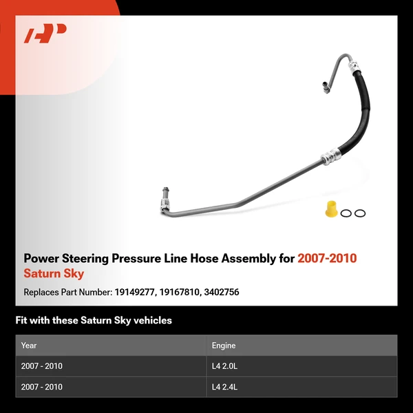 Power Steering Pressure Line Hose Assembly for 2007-2010 Saturn Sky
