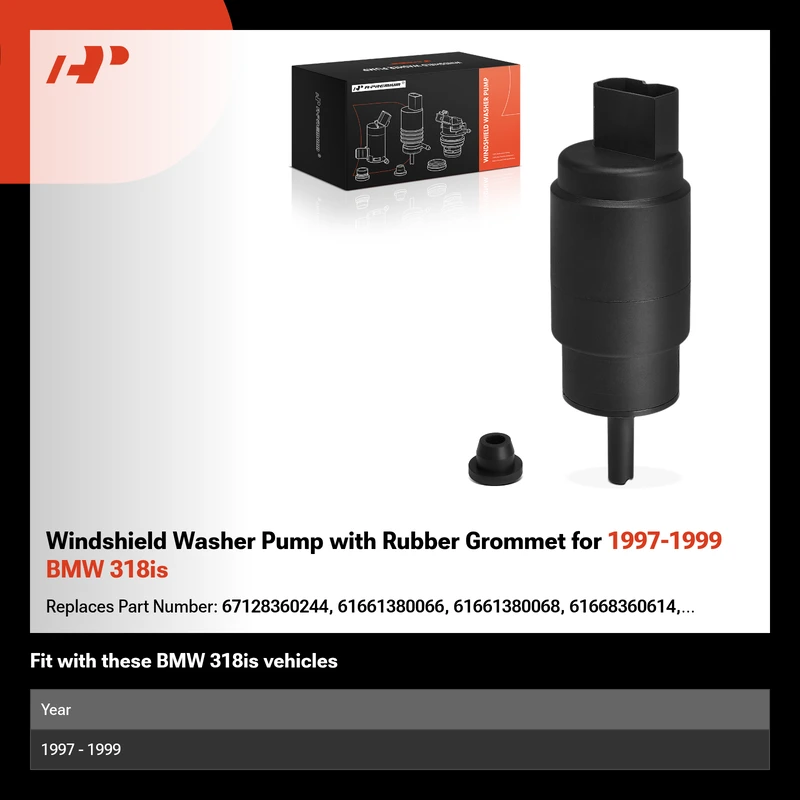 Windshield Washer Pump with Rubber Grommet for 1997-1999 BMW 318is