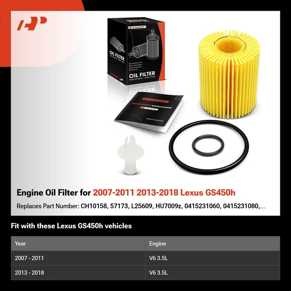 Engine Oil Filter for 2007-2011 2013-2018 Lexus GS450h