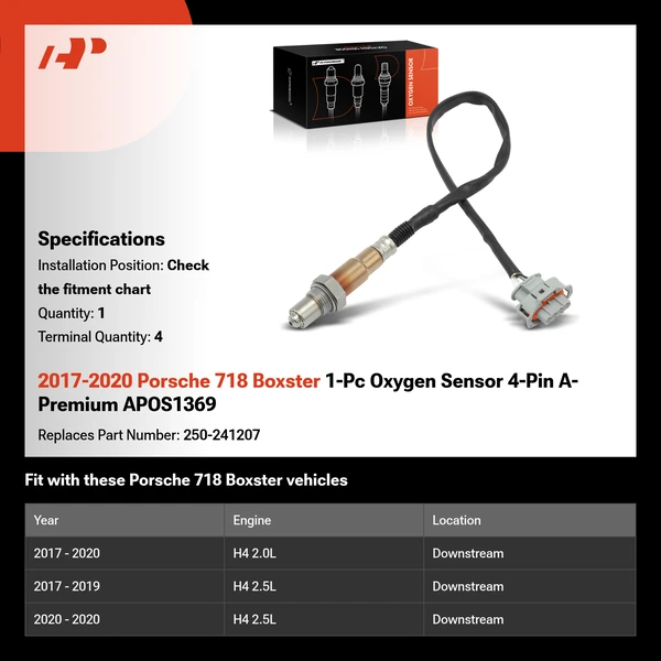 2017-2020 Porsche 718 Boxster 1-Pc Oxygen Sensor 4-Pin A-Premium APOS1369