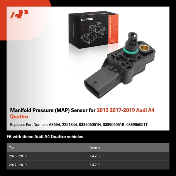 Manifold Pressure (MAP) Sensor for 2015 2017-2019 Audi A4 Quattro