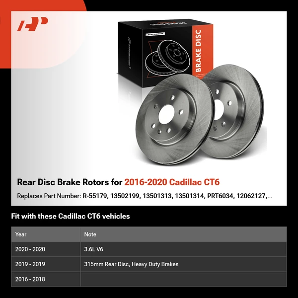 Rear Disc Brake Rotors for 2016-2020 Cadillac CT6