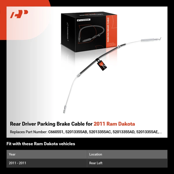 Rear Driver Parking Brake Cable for 2011 Ram Dakota