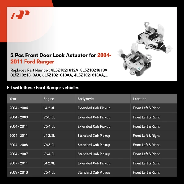 2 Pcs Front Door Lock Actuator for 2004-2011 Ford Ranger