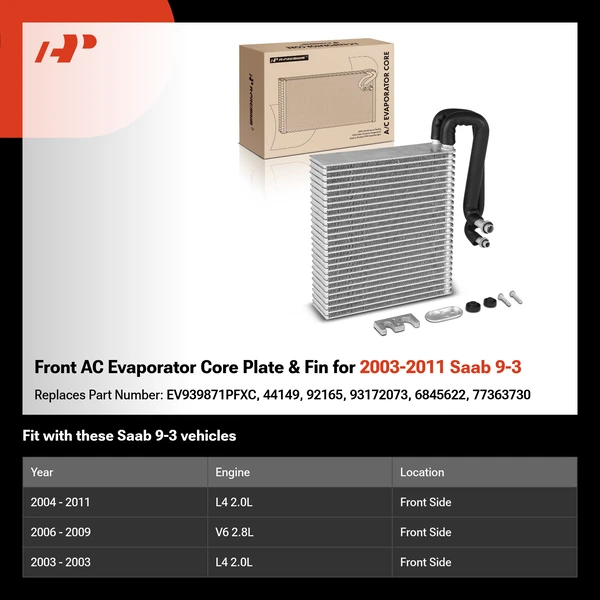 Front AC Evaporator Core Plate & Fin for 2003-2011 Saab 9-3