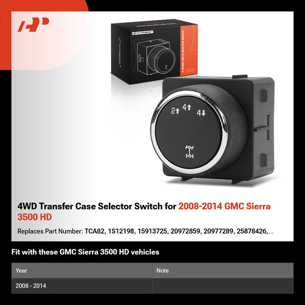 4WD Transfer Case Selector Switch for 2008-2014 GMC Sierra 3500 HD