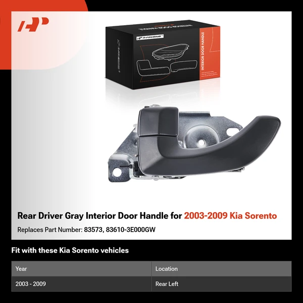 Rear Driver Gray Interior Door Handle for 2003-2009 Kia Sorento