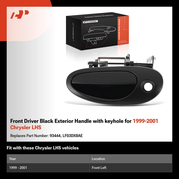 Front Driver Black Exterior Handle with keyhole for 1999-2001 Chrysler LHS