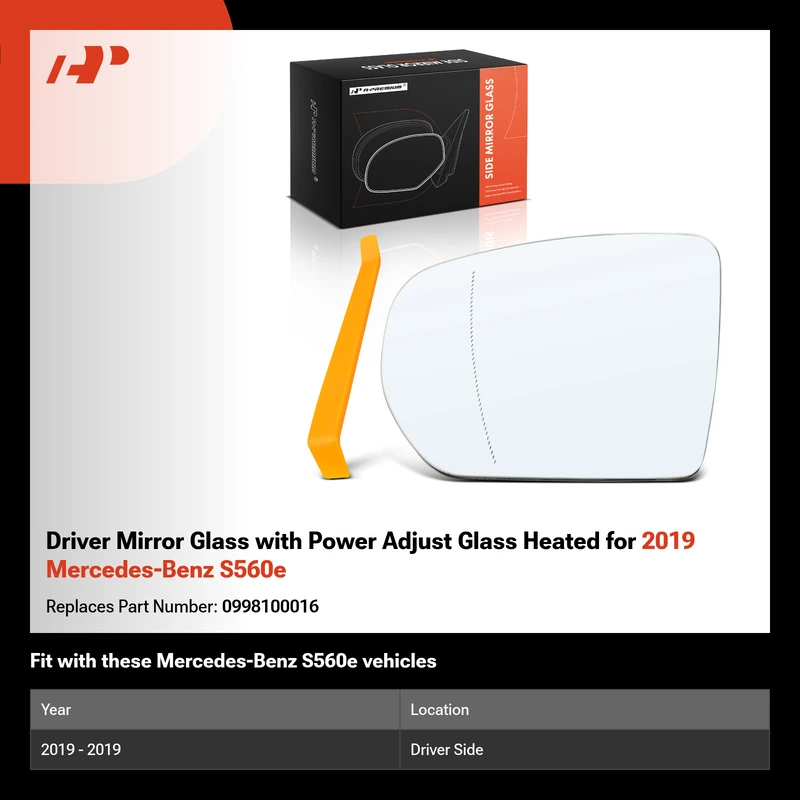 Driver Mirror Glass with Power Adjust Glass Heated for 2019 Mercedes-Benz S560e