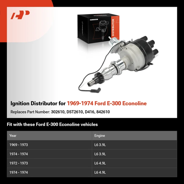 Ignition Distributor for 1969-1974 Ford E-300 Econoline