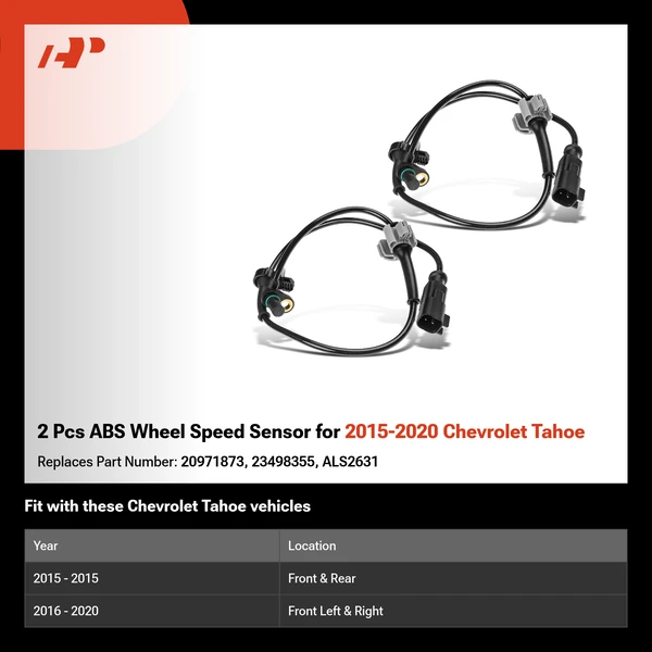 2 Pcs ABS Wheel Speed Sensor for 2015-2020 Chevrolet Tahoe