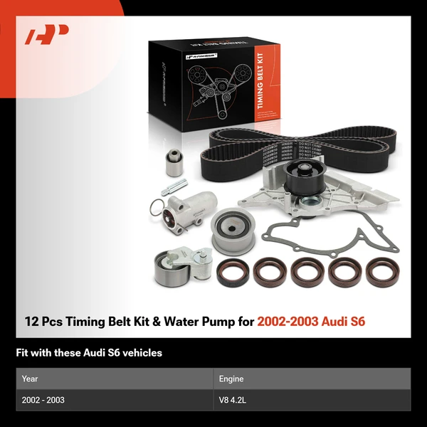 12 Pcs Timing Belt Kit & Water Pump for 2002-2003 Audi S6