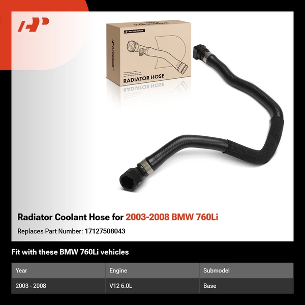Radiator Coolant Hose for 2003-2008 BMW 760Li