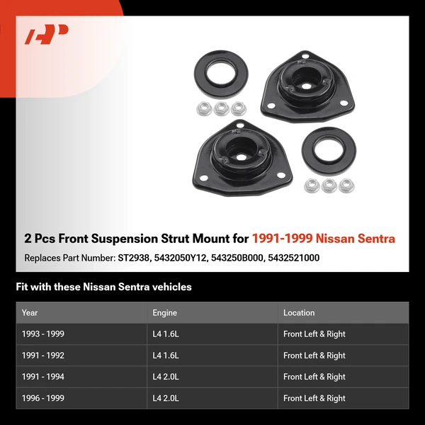 2 Pcs Front Suspension Strut Mount for 1991-1999 Nissan Sentra