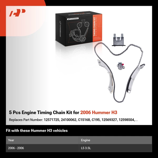 5 Pcs Engine Timing Chain Kit for 2006 Hummer H3