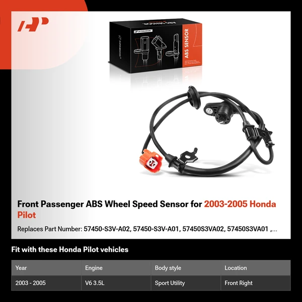 Front Passenger ABS Wheel Speed Sensor for 2003-2005 Honda Pilot