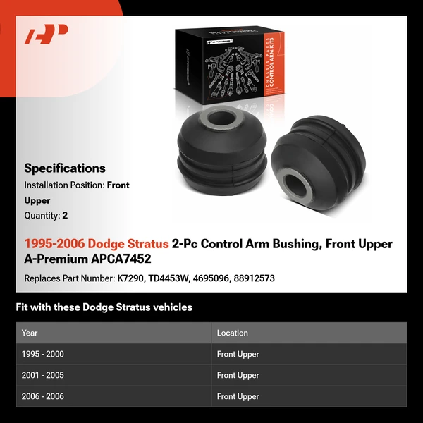 1995-2006 Dodge Stratus 2-Pc Control Arm Bushing, Front Upper A-Premium APCA7452