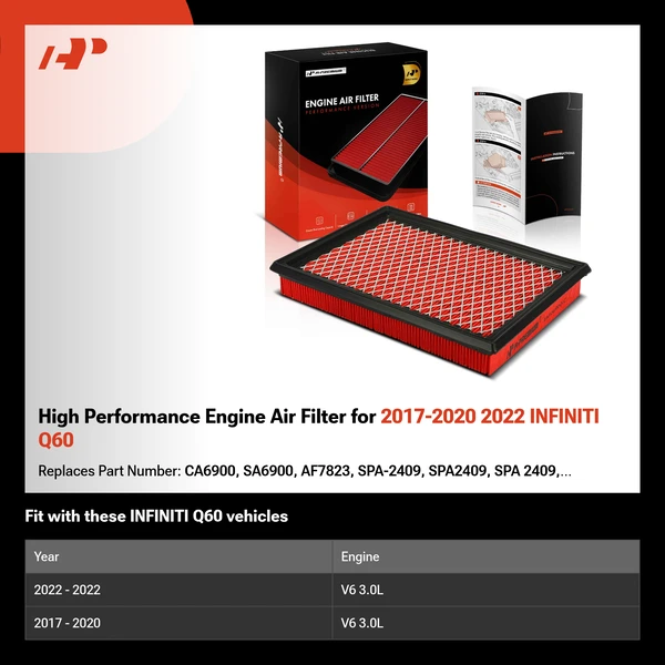 High Performance Engine Air Filter for 2017-2020 2022 INFINITI Q60