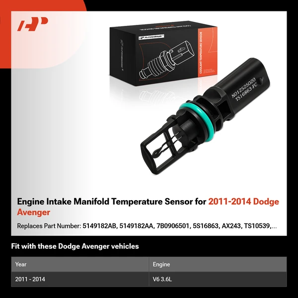 Engine Intake Manifold Temperature Sensor for 2011-2014 Dodge Avenger