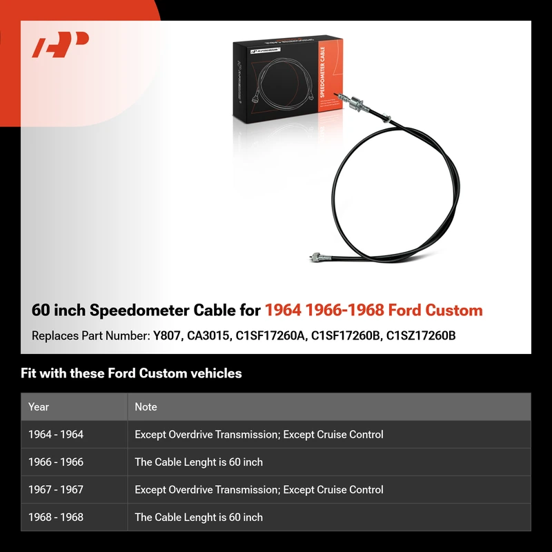 60 inch Speedometer Cable for 1964 1966-1968 Ford Custom