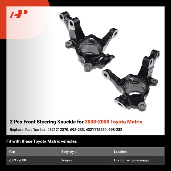 2 Pcs Front Steering Knuckle for 2003-2008 Toyota Matrix