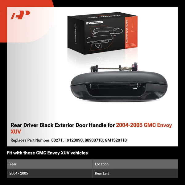 Rear Driver Black Exterior Door Handle for 2004-2005 GMC Envoy XUV