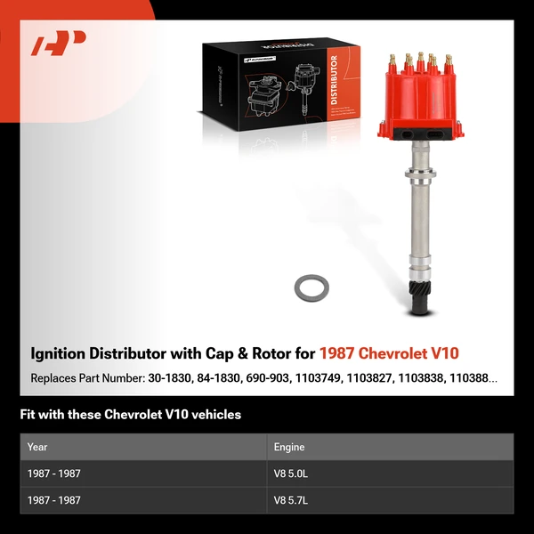 Ignition Distributor with Cap & Rotor for 1987 Chevrolet V10