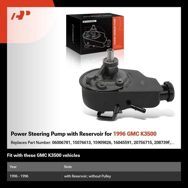 Power Steering Pump with Reservoir for 1996 GMC K3500