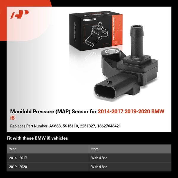 Manifold Pressure (MAP) Sensor for 2014-2017 2019-2020 BMW i8