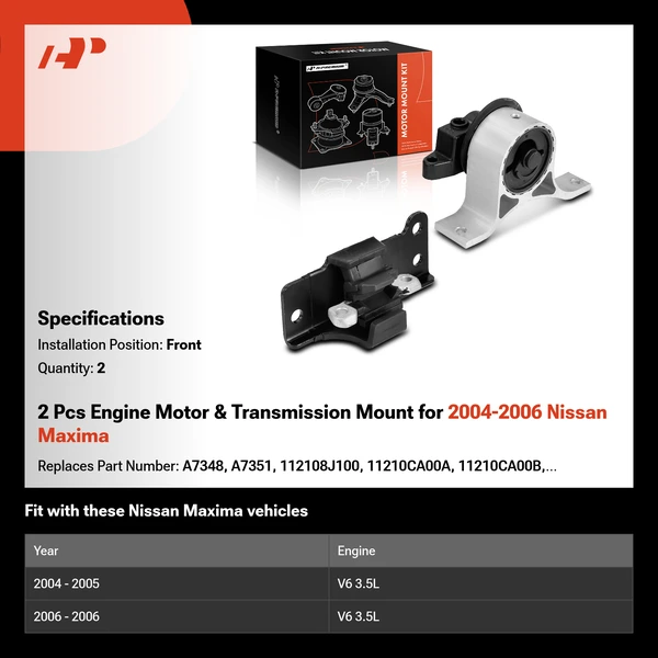 2 Pcs Engine Motor & Transmission Mount for 2004-2006 Nissan Maxima