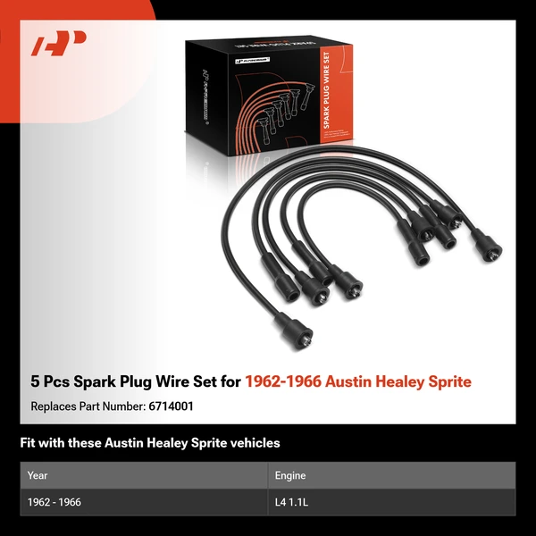 5 Pcs Spark Plug Wire Set for 1962-1966 Austin Healey Sprite