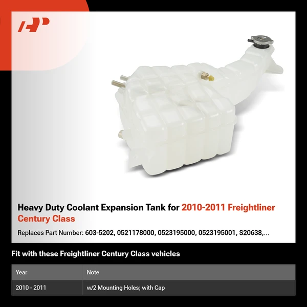 Heavy Duty Coolant Expansion Tank for 2010-2011 Freightliner Century Class