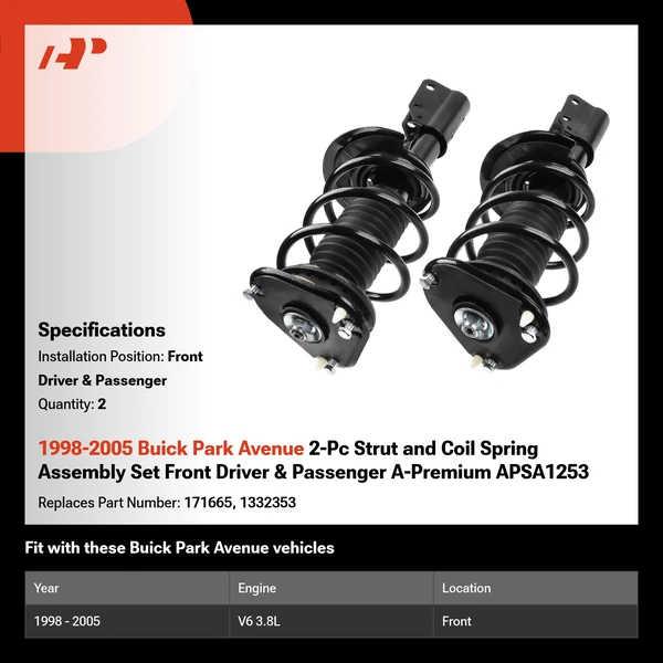 1998-2005 Buick Park Avenue 2-Pc Strut and Coil Spring Assembly Set Front Driver & Passenger A-Premium APSA1253