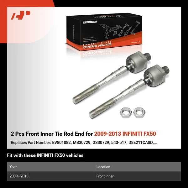 2 Pcs Front Inner Tie Rod End for 2009-2013 INFINITI FX50