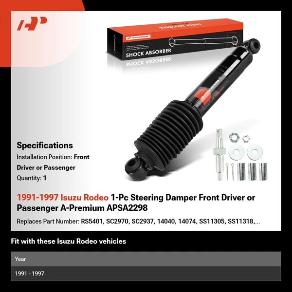 1991-1997 Isuzu Rodeo 1-Pc Steering Damper Front Driver or Passenger A-Premium APSA2298