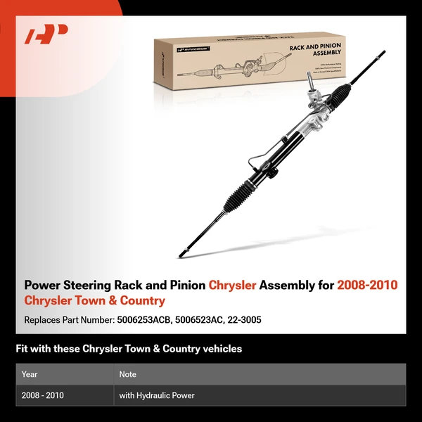Power Steering Rack and Pinion Chrysler Assembly for 2008-2010 Chrysler Town & Country