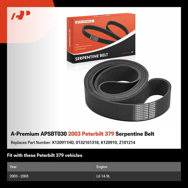 A-Premium APSBT030 2003 Peterbilt 379 Serpentine Belt