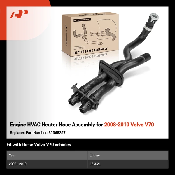 Engine HVAC Heater Hose Assembly for 2008-2010 Volvo V70