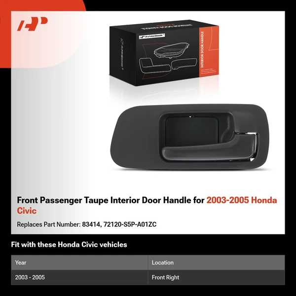 Front Passenger Taupe Interior Door Handle for 2003-2005 Honda Civic