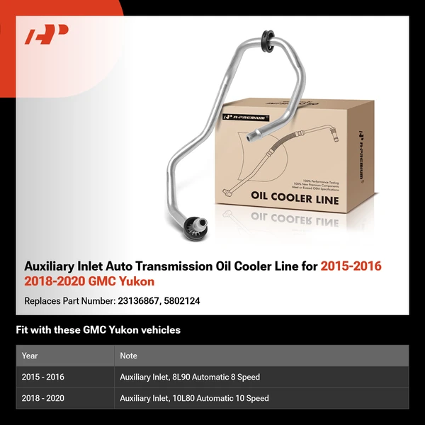 Auxiliary Inlet Auto Transmission Oil Cooler Line for 2015-2016 2018-2020 GMC Yukon