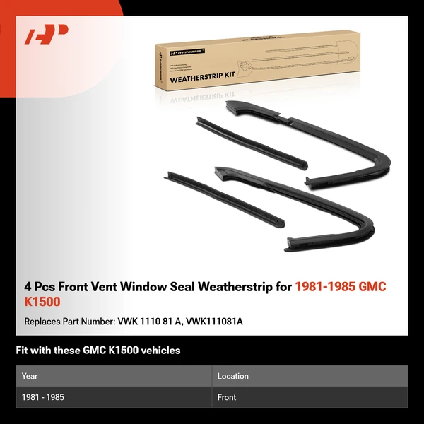 4 Pcs Front Vent Window Seal Weatherstrip for 1981-1985 GMC K1500