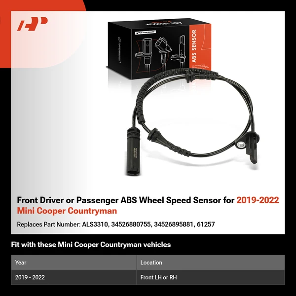 Front Driver or Passenger ABS Wheel Speed Sensor for 2019-2022 Mini Cooper Countryman